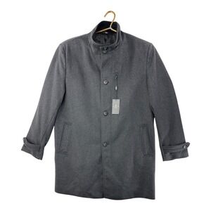 London Fog Wool Blend Topcoat Charcoal Gray Overcoat Jacket Clark 46L